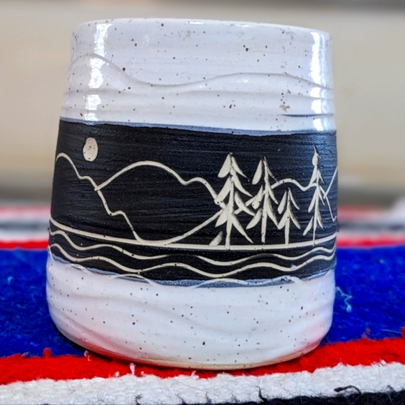 HANDMADE Ceramic Mug | "Mountains " Unique Art Glazed Pottery - Picture 4 of 6